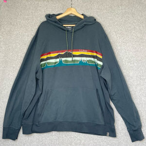 LL Bean Mens Charcoal Hoodie Colorful Stripe